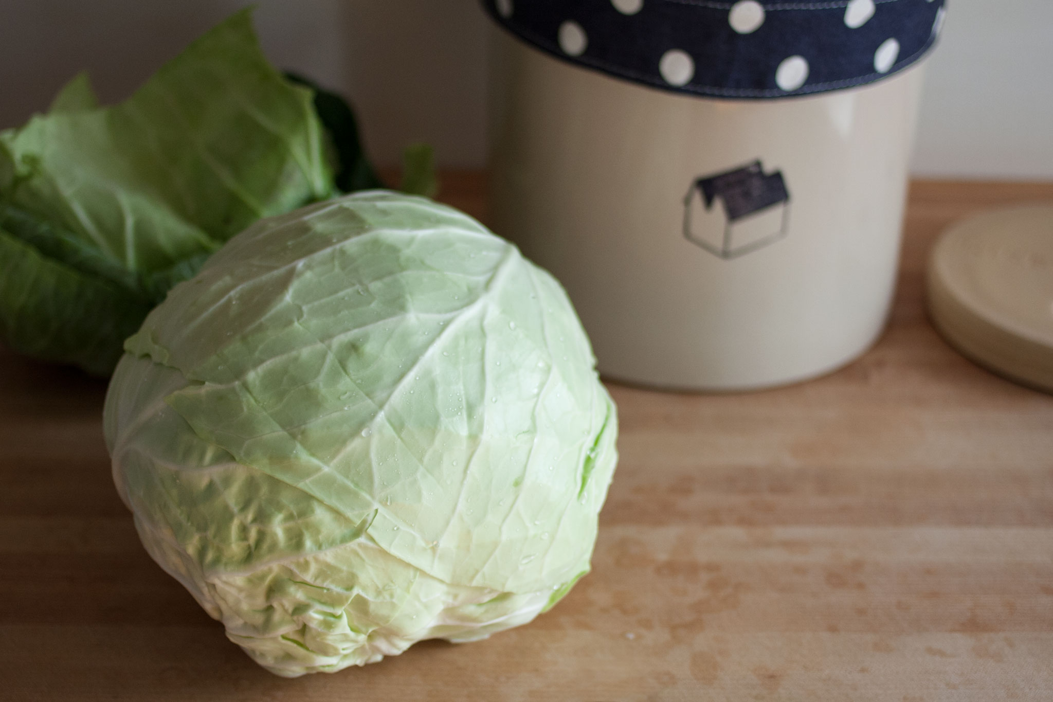 A peeled cabbage ready for sauerkraut Kirby & Kraut
